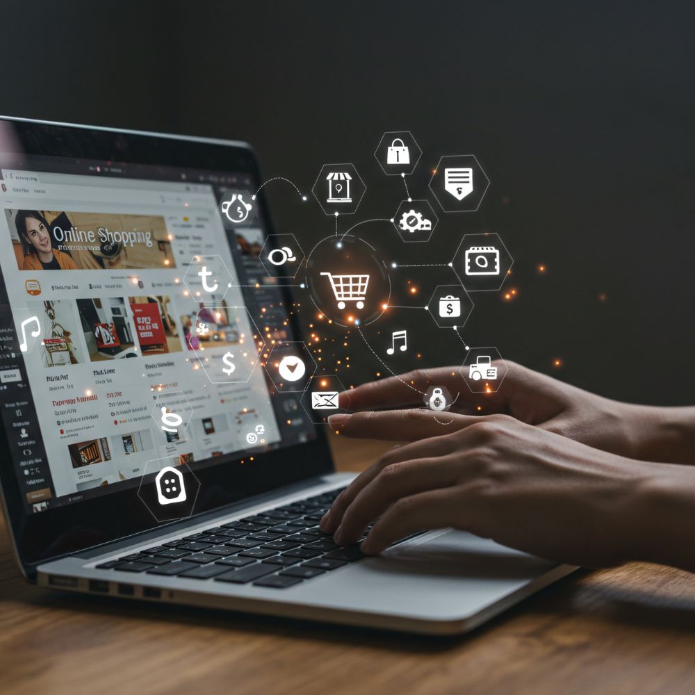 Content marketing agency working on the computer to improve the sales for an ecommerce business